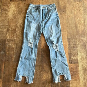 Stretchy distressed light wash/medium wash jeans new